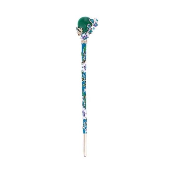 Minkissy Chinese Style Ancient Design Vintage Hairpin for Women, 6-inch Durable Alloy Jade Hair Stick, Green, Perfect for Parties and Celebrations,