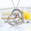 Electroplated Plating Father Hugged Sparkling Necklace with Love Heart Pendant Forever Jewelry Father's Day Gift