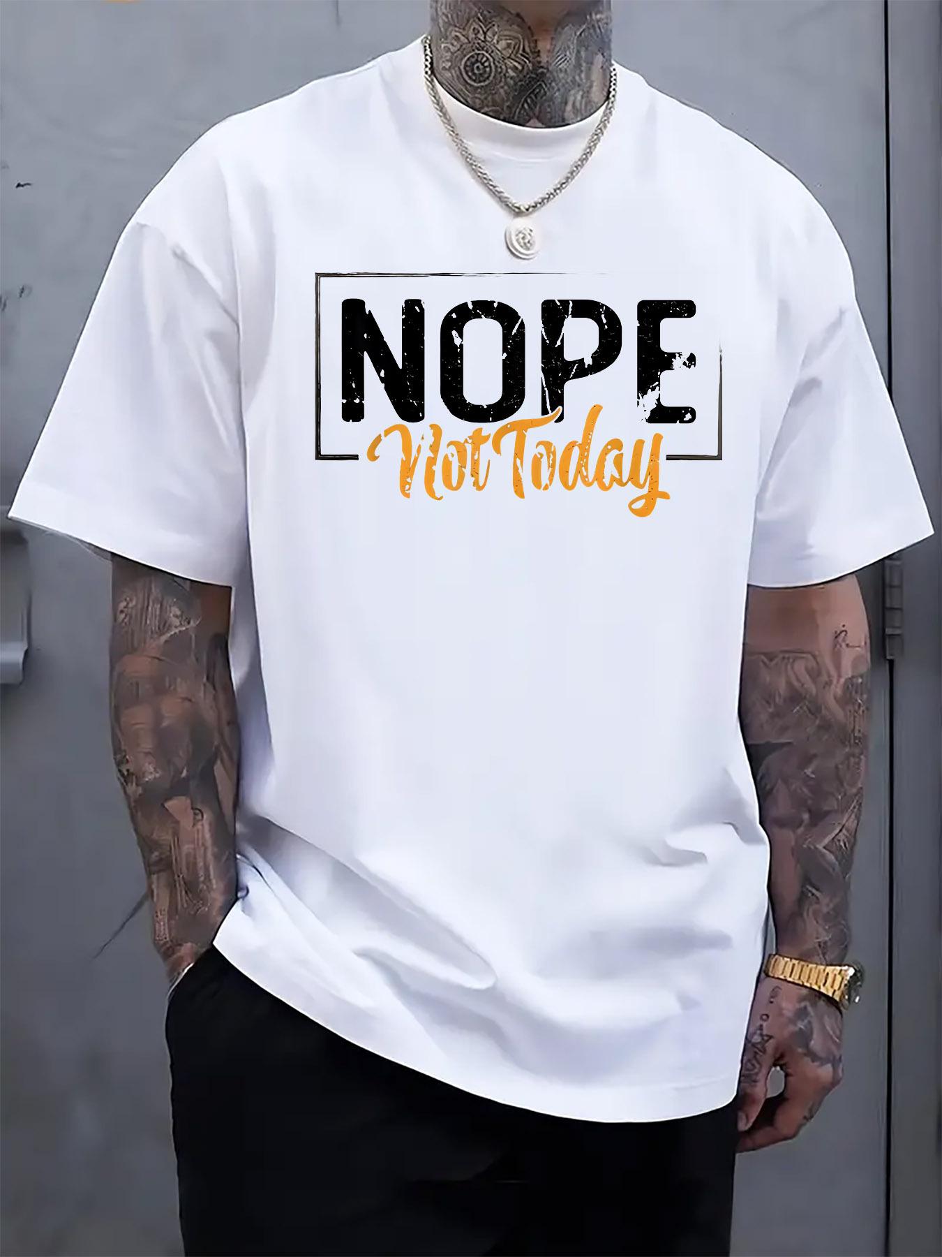 NOPE Graphic Tee - Black Casual Crew Neck Short Sleeve T-shirt with Vibes Today Print L