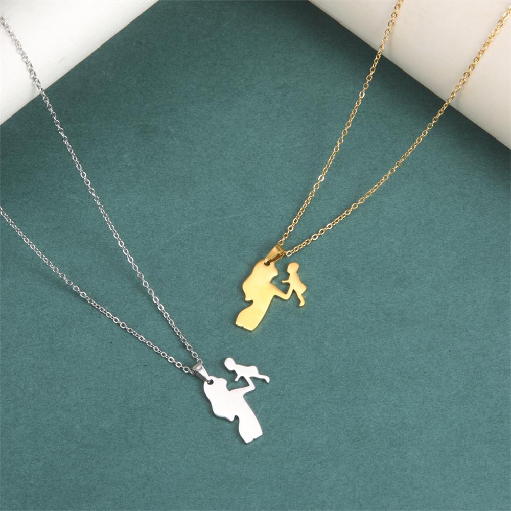 My Shape 2 Pcs/set Mother Baby Heart Pendant Necklaces for Women Daughter Son Choker Female Fashion Jewelry Mother's Day Gift