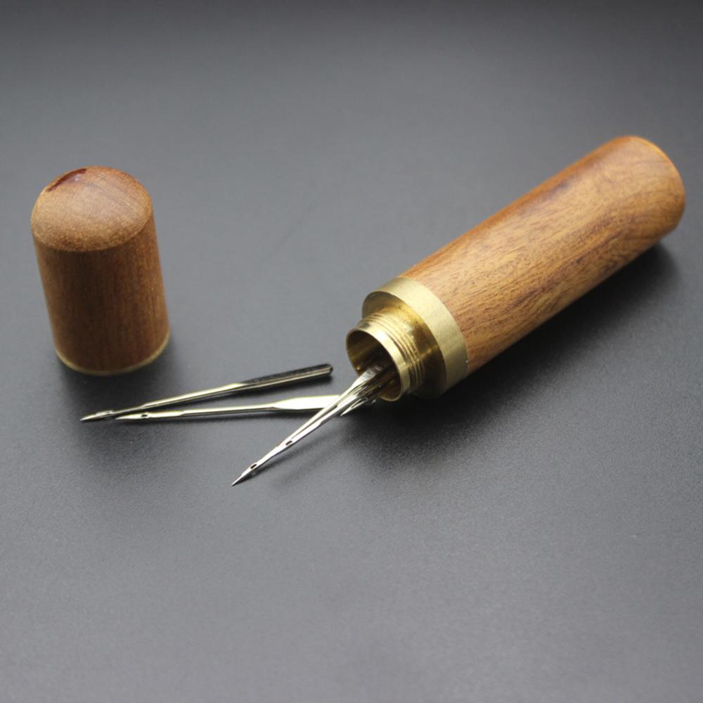 Sewing Needles Holder Storage Case, Versatile Wooden Needle Case, DIY Handmade Leather Wood Storage Box Hand Crafts Knitting Toothpick Holder
