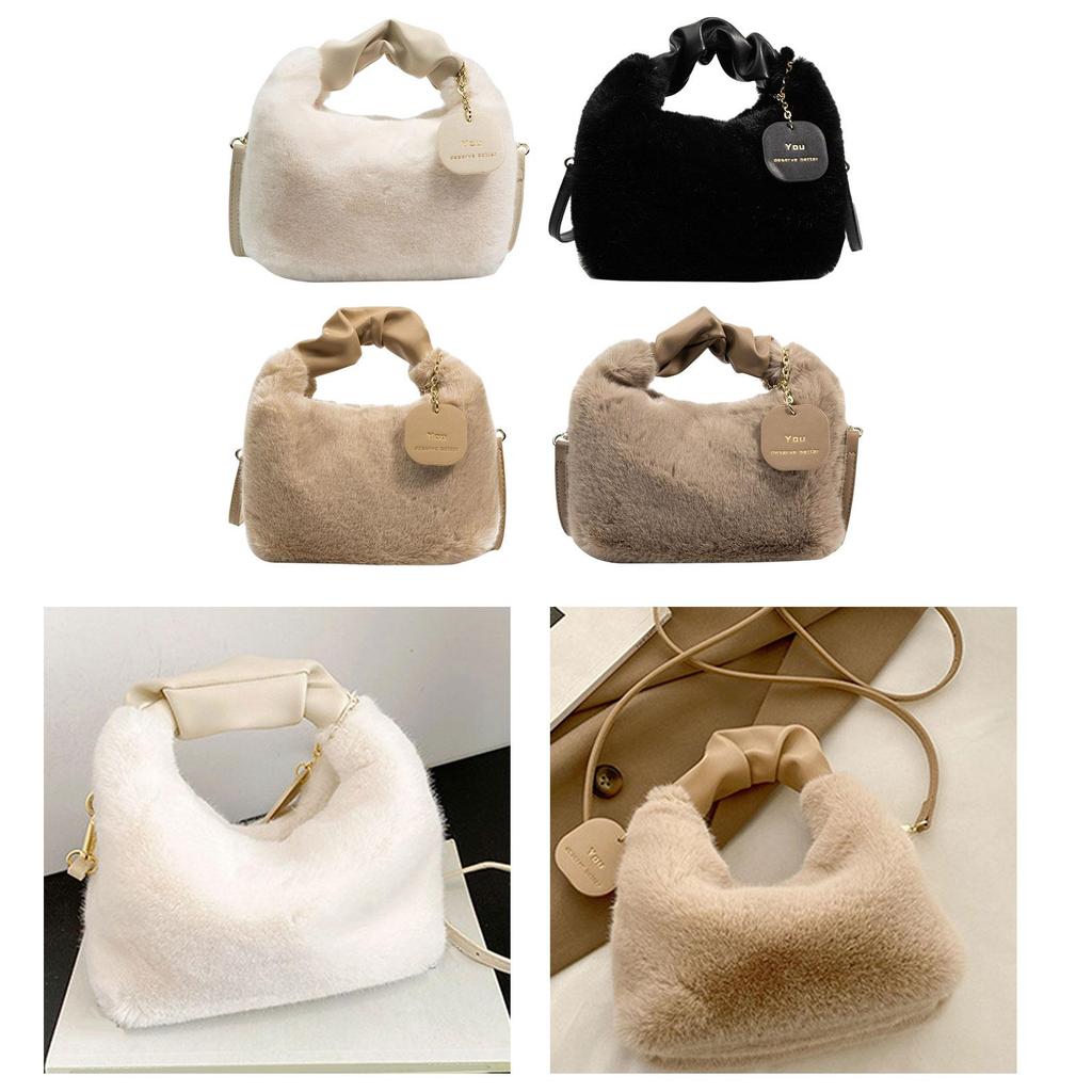 Women Plush Handbag Shoulder Bag Fashion Comfortable Lightweight Exquisite Gift Top Handle Cute for Daily Life Use Traveling