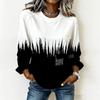 Plus Size Ladies Long Sleeve T Shirt Vintage Stripe Printed Loose Casual Top Comfortable Daily Wear Oversized Tee