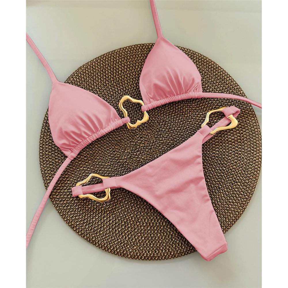 Sexig Halter Micro Bikini 2026 Dam Badkläder Enfärgad Badkläder Trosa Bikinis Set Brasiliansk Strandkläder Badkläder Biquini Kvinna