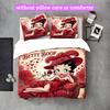 3pcs Betty Boop Duvet Cover Set, Home Printed Bedding Set, Breathable and Cozy Bedclothes Suitable For Festival Decor