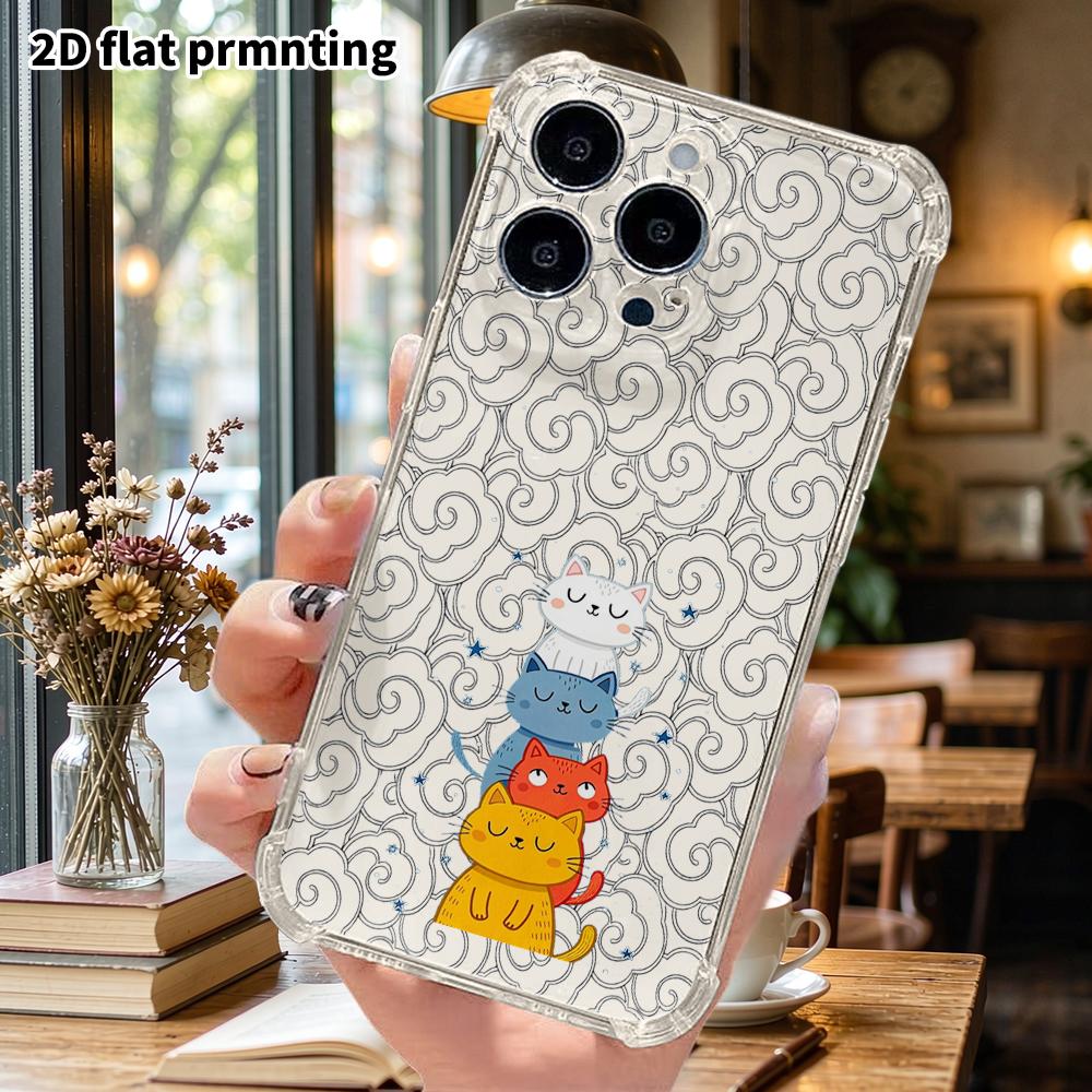 Phone Case: 2D Flat, Fits iPhone 18 17 16 15 14 13 Pro, Transparent Corner Protection Case, DDDCat, Christmas and Halloween Gifts