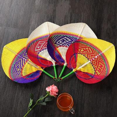 1pc Bamboo Dandelion Hand Crank Fan Handcraft Fan Exquisite Pure Straw Creative Household Summer Portable Hand Crank Fan