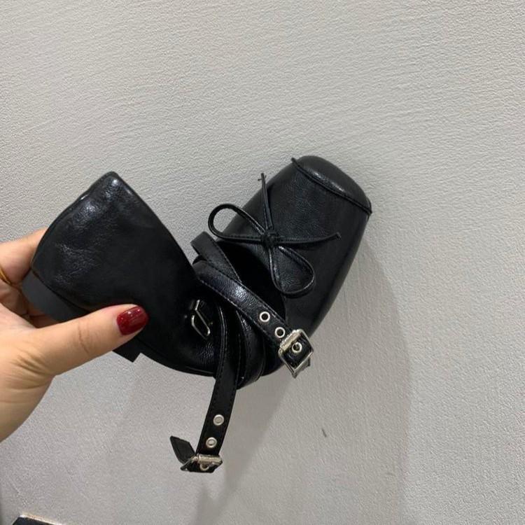 Retro Niche Design Flat-bottomed Square Head Single Shoes Ballet Shoes Early Autumn New French Silver Mary Jane Shoes Women's Shoes