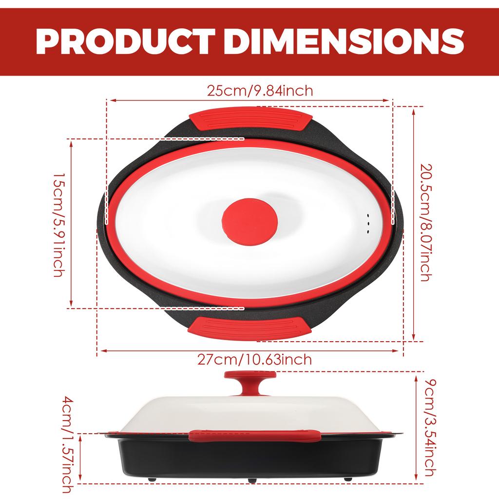 Microwave Grill Pan Multi-purpose Microwave Grill Pan with Cover Frying Pans Non-stick Microwaves Bacon Cooker Trays for Kitchen