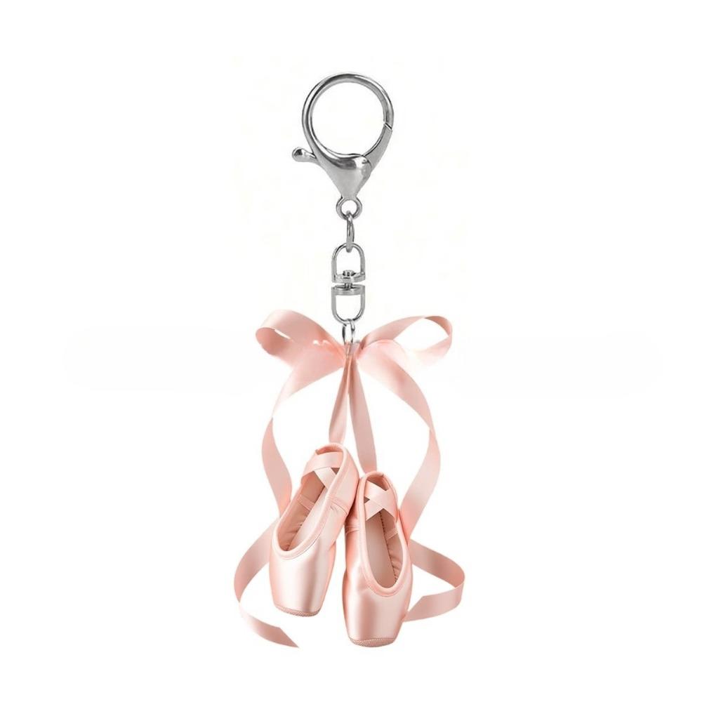 Minimalistisch 2D Acryl Mini Balletschoentjes Roze Lint Strik Danseres Tas Hanger Esthetisch Dans Meisje Rugzak Cadeautas Bedeltje white
