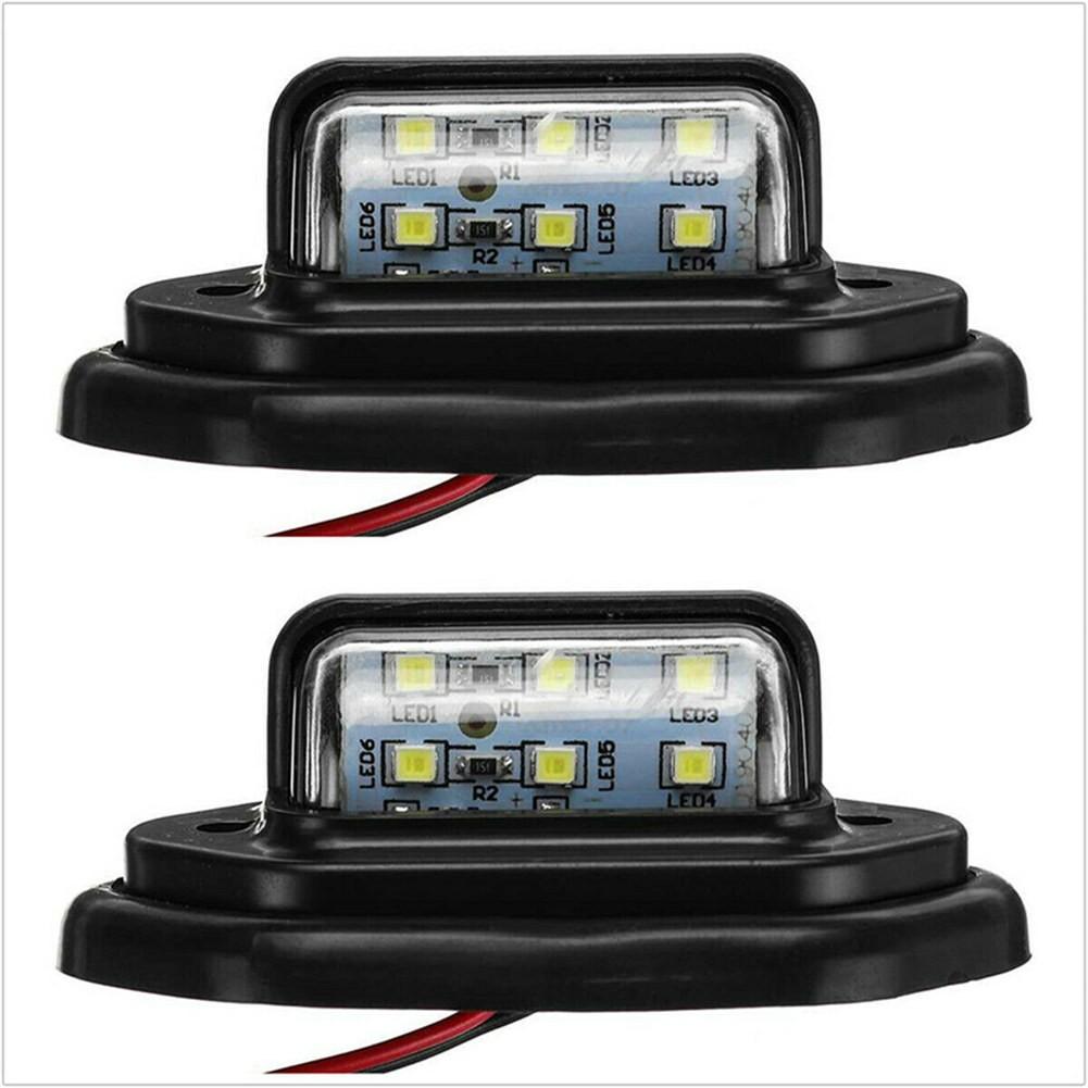2X Black Shell 12-24V 6 LED Car License Plate Light Boat Truck Signal Tail Lamp