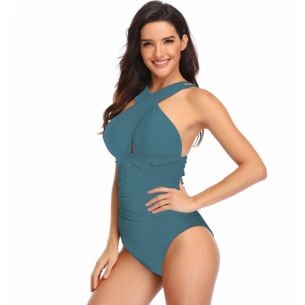 Vintage Strandurlaub Badeanzug Einteiler Badeanzug Damen Cross Gathering Bauchstraffung Badeanzug Feine Nähte in verschiedenen Farben Strandmode