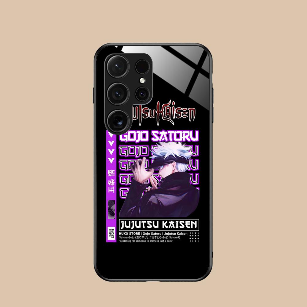 Coque de téléphone Satoru Gojo Jujutsu Kaisen pour Samsung Galaxy S26 S25 S24 S23 S22 S21 S20 Note20 Plus FE Ultra Housse Colorée en Verre