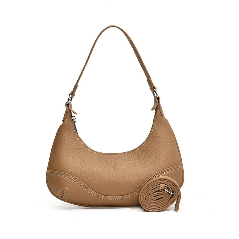 

Однотонная женская сумка через плечо из искусственной кожи с отделкой в виде полумесяца, изысканная сумка через плечо