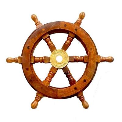 Nautisches Holzschiff-Steuerrad, Piraten-Dekor, Holz, Messing, Angelwand, Boot, 30,48 cm