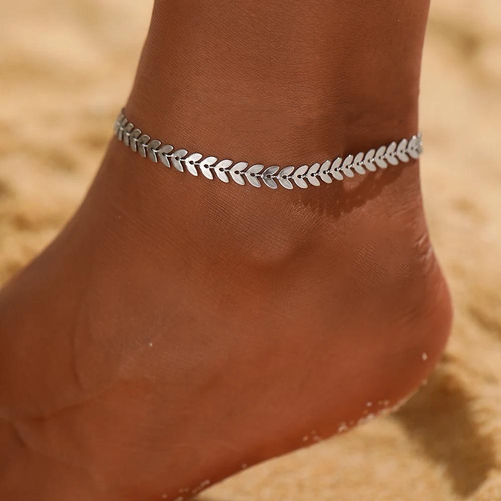 Stainless Steel Anklets Minimalist Popular Design Adjustable link Chain Non-fade For Women Everyday Wear Length 21cm+5cm