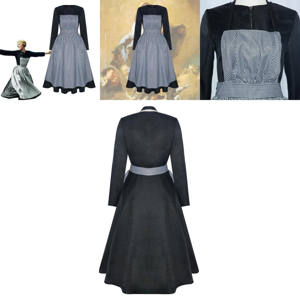 Maria Sound Of Music Cosplay Costume Halloween Stage Performance Outfit Amoury Spandex Fabric