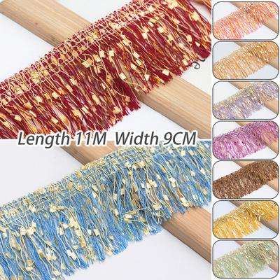 11M Gland Frange Garniture de Rideau 9cm Largeur Rideau Canapé Lampe Décoration Dentelle Garniture Pour Couture DIY Accessoires Gland Tapisserie d'Ameublement