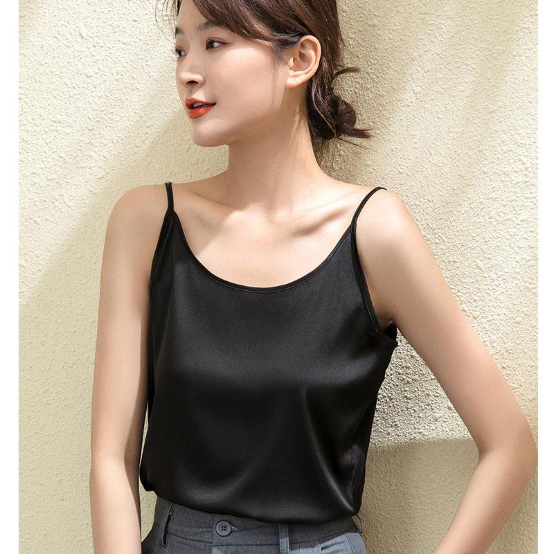 

Модная женская бретелька с круглым вырезом из искусственного шелка, большой размер XXXL чёрный