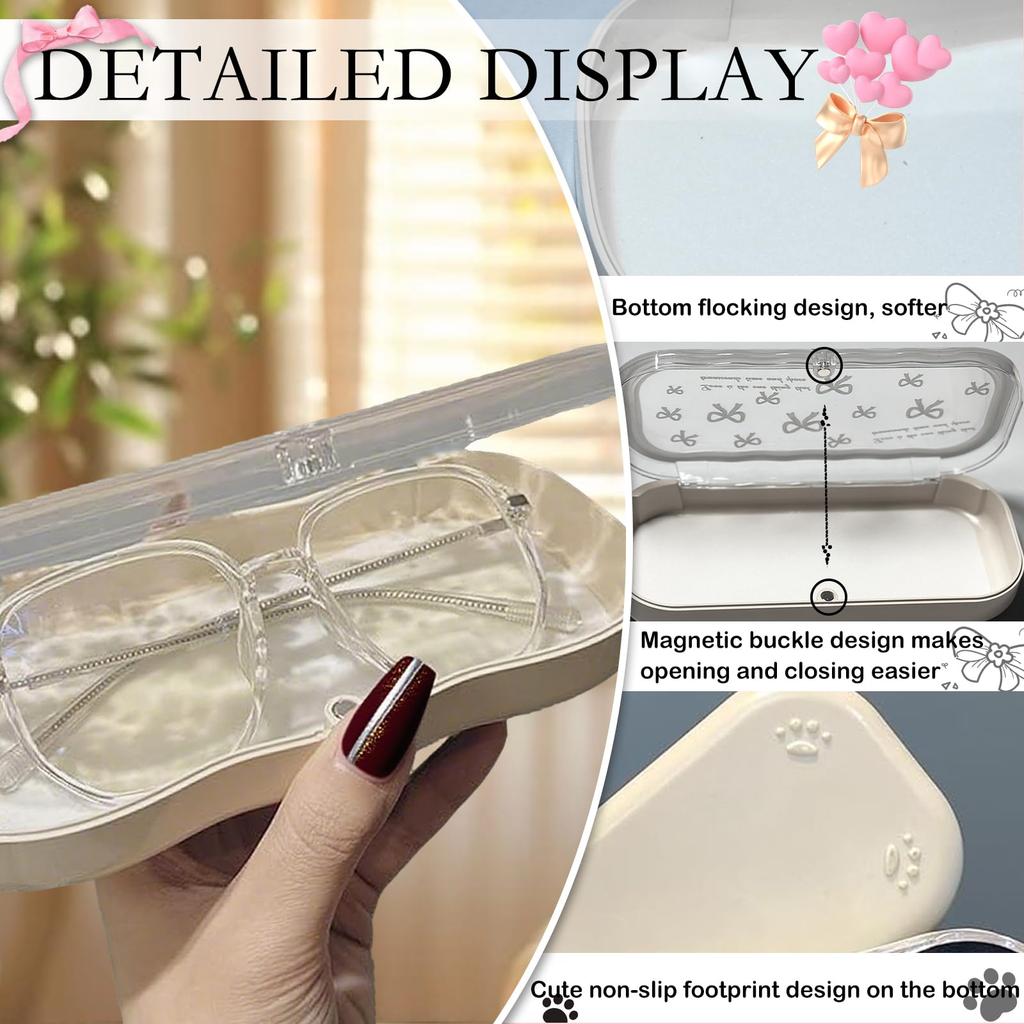 Minimalist Floral Bow Wavy Eyeglass Case,Creative Personalized Glasses Storage Box, Butterfly Kitty Eyewear Holder For Students