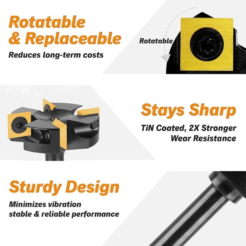 4Flute Slab Flattening Routers Bit Insert Milling Cutter For High Frequency Machining Application In Furniture Production