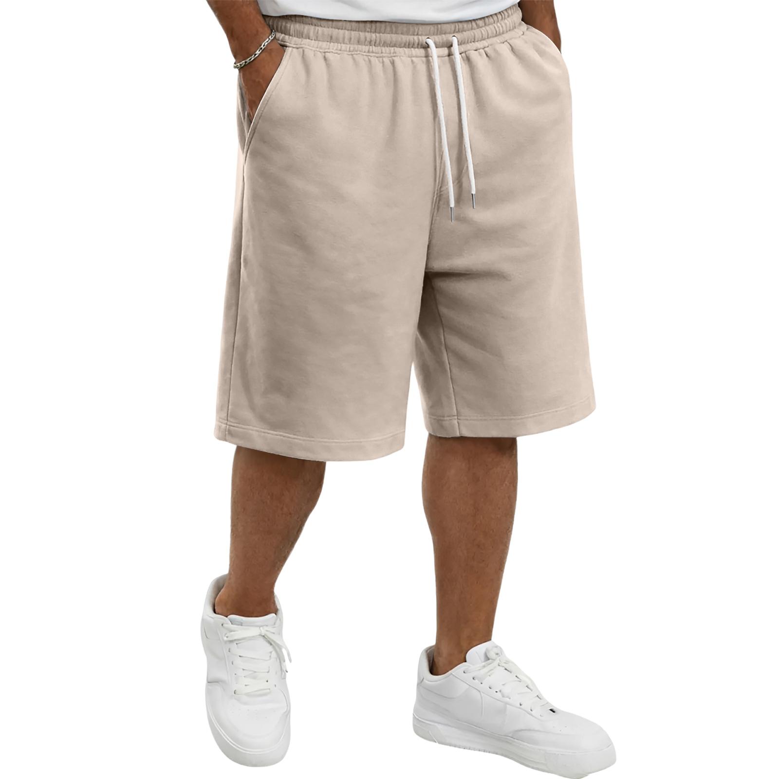 

Men s Casual Drawstring Elastic Waist Knee Length Shorts with Pockets Relaxed Fit Lightweight Breathable Fabric for Everyday Wear L хакі