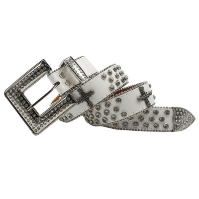 Quadratische Strassschnalle Western Strass Denim Trend Gürtel Party Bühne Design Kreuz