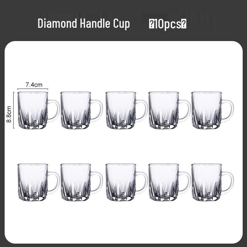 High-Temperature Resistant Glassware Set: Water, Drinking, Tea Cups with Handles and Beer Glasses for Home and Entertaining