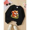 European Sizes Girls' Soft Crewneck Sweatshirt, Cute Squirrel Holding Acorn Cartoon Print with Creative Design, Casual All-Match, Ideal Gift