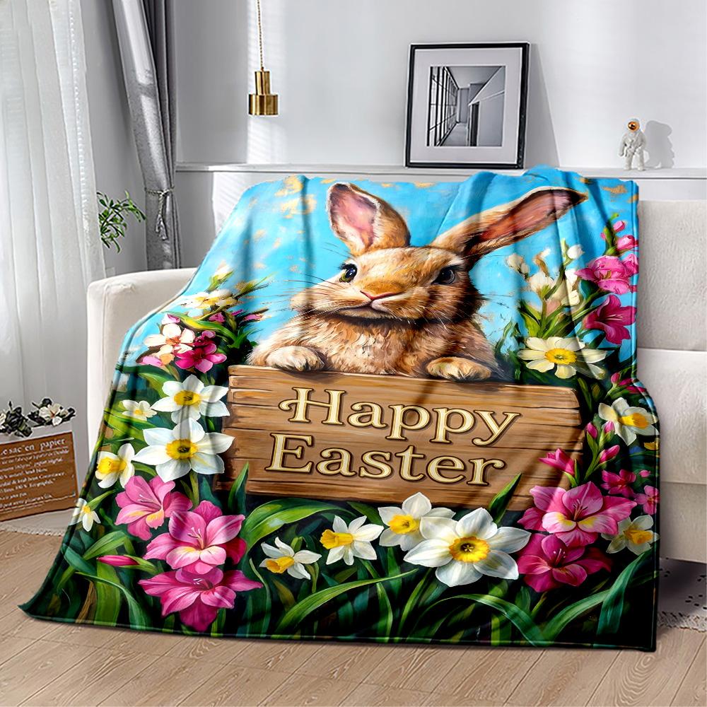 Springtime Bunny Garden Blanket,Suitable for sofas, offices, travel, living rooms, Gifts to relatives and friends, Blanket,Suitable for all seasons.