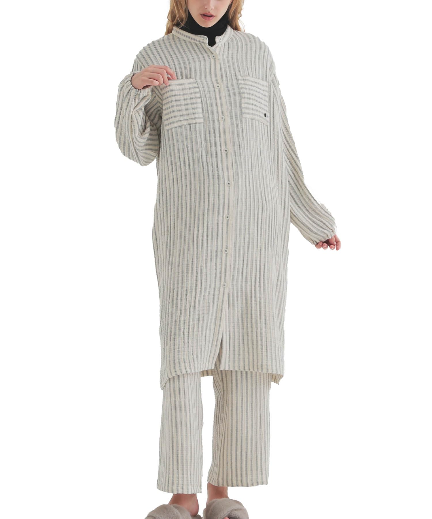 

Narue Cream Puff Gauze Striped Free Size Nightshirt, (R) 4+ Dress, Women s, Ivory, слоновая кость