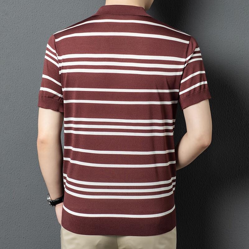 YILITENG Gestreiftes Herren-Kurzarm-Polohemd