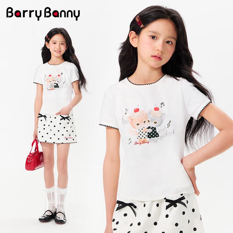 BARRY BANNY Girls' Cat Print Short Sleeve T-Shirt