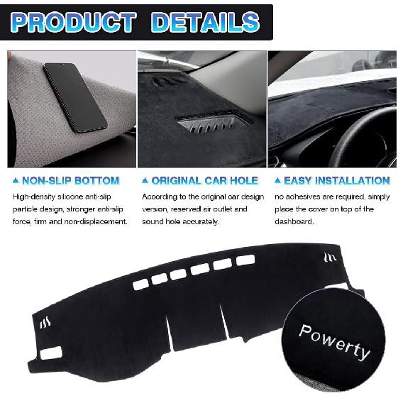Powerty Dashboard Cover For Toyota RAV4 2025 2024 Dash Cover Carpet Sunshield Protector Velvet Without HUD(Head-Up Display)