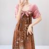 Women's nightgown thin short-sleeved printing light luxury simple breathable casual loungewear long skirt can be worn outside