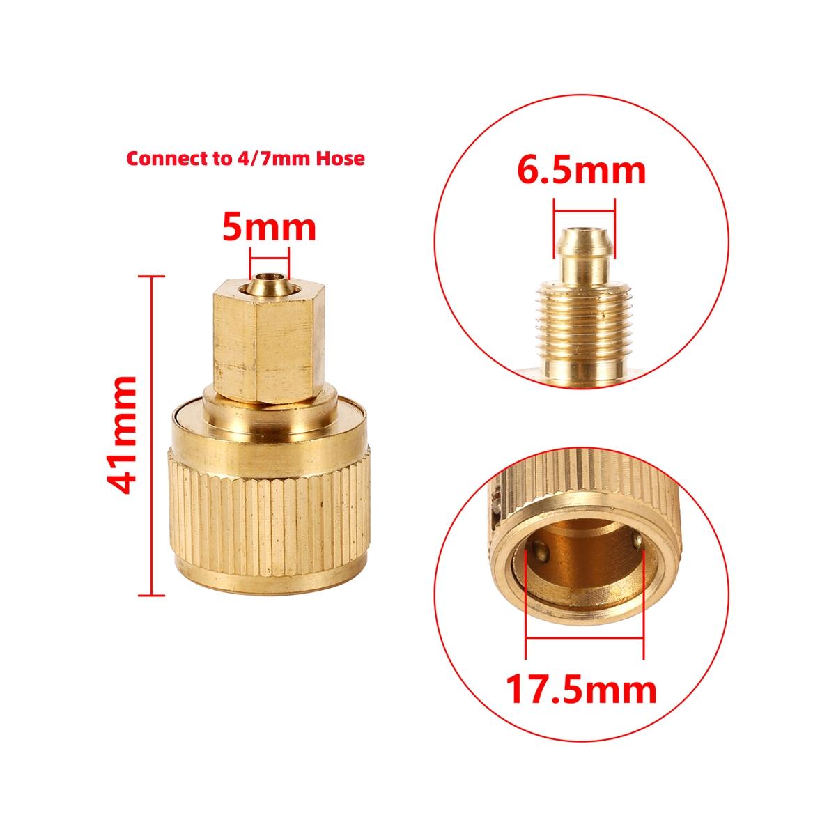 

1/4 Pipe Copper Quick Connector 6.5mm Barb Brass Water-through Fast Joint for 4/7mm Hose Garden Lawn Irrigation Car Washing 1Pc 1/4