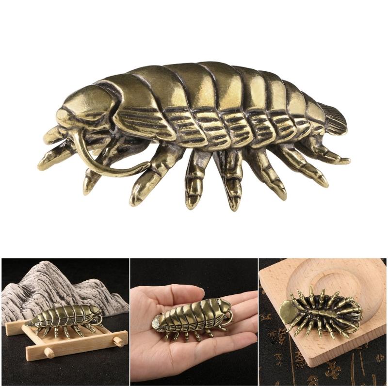 Antique Brasses Ornament Giants Isopod Figurine Ancient Marine Life Miniature Statue Gift for Collectors Home Office Decors