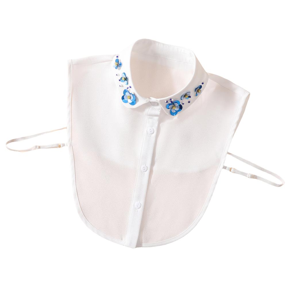 Perfect Match Beaded & Embroidered Sequin Collar With Detachable Shirt-Style Fake Collar - Minimalist Elegant Pointed Collar