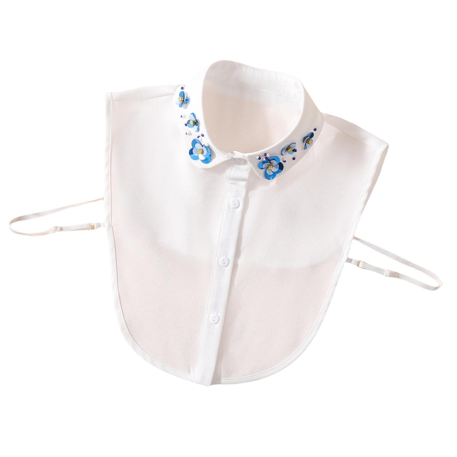 Идеальное Сочетание Воротник с Бисером и Вышивкой Пайетками со Съемным Воротником в Стиле Рубашки - Минималистичный Элегантный Острый Воротник