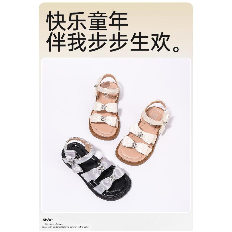 Girls' Bowknot Sandals Summer New Style Princess Shoes for Girls, Soft Sole Open-Toe Beach Shoes for Older Children
