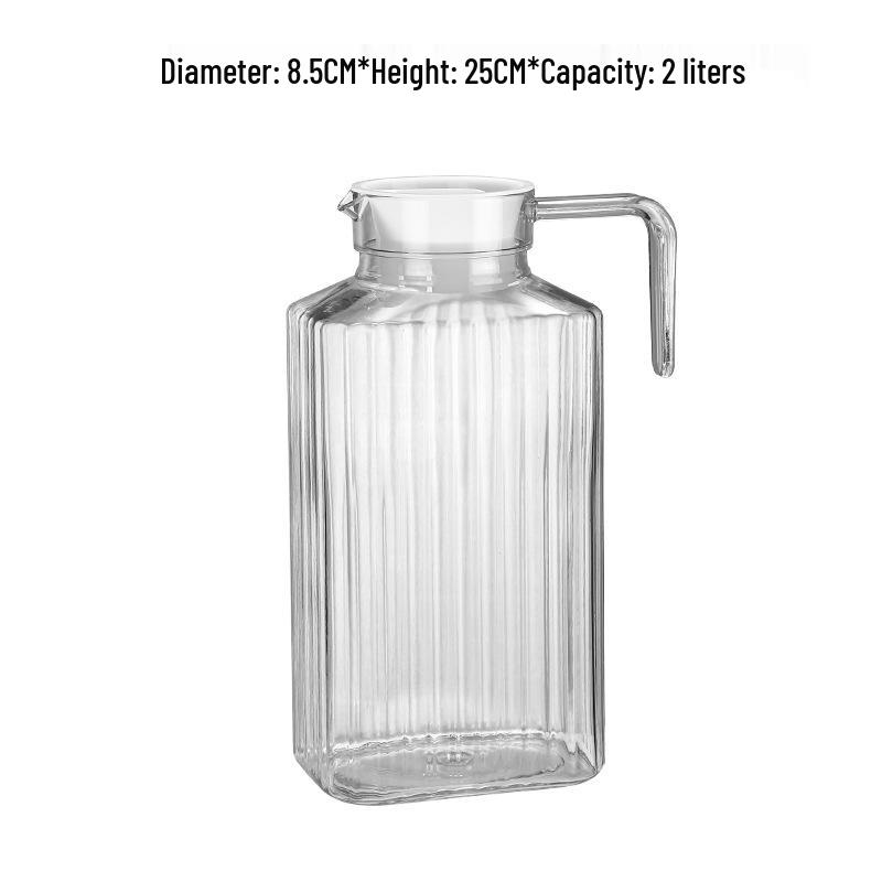 Commercial Cold Water Striped Acrylic Pitcher - Durable and Drop-Proof for Juice, Tea, Water, or Lemonade.