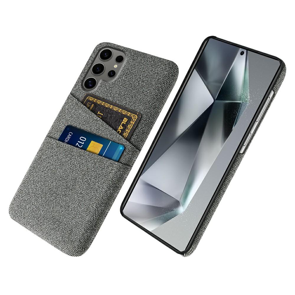 Für Samsung Galaxy S25 Ultra Hülle Stoff+Hartes PC Handyhülle mit Dualen Kartenfächern