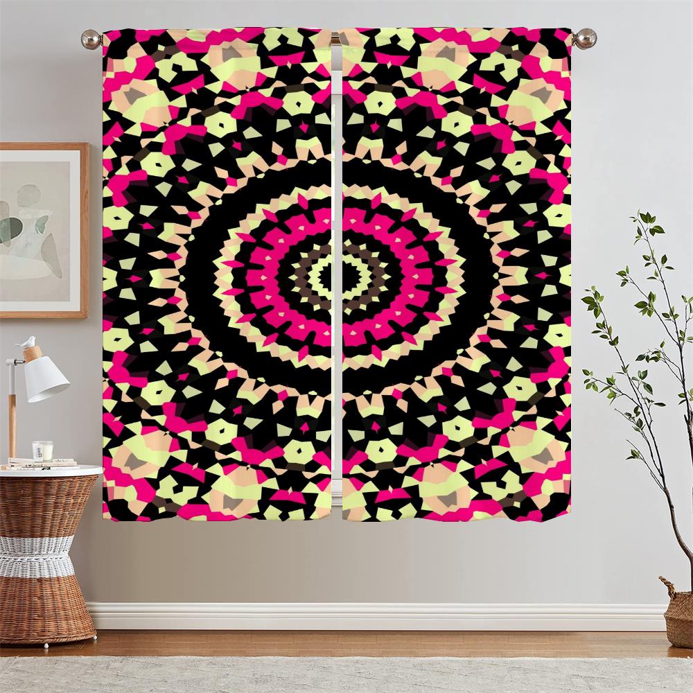 Trippy Vibrant Mandalas Kitchen Curtains for Bedroom Decoration Curtains Living Room Window Curtain Tiebacks Tulle In Kitchen