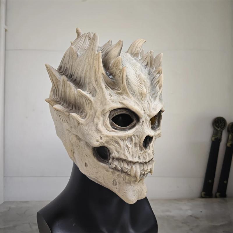 Halloween Skull Warrior Mask Scary Realistic Detailed Prop for Adults Men Women Party Masquerade Cosplay Festival Decoration