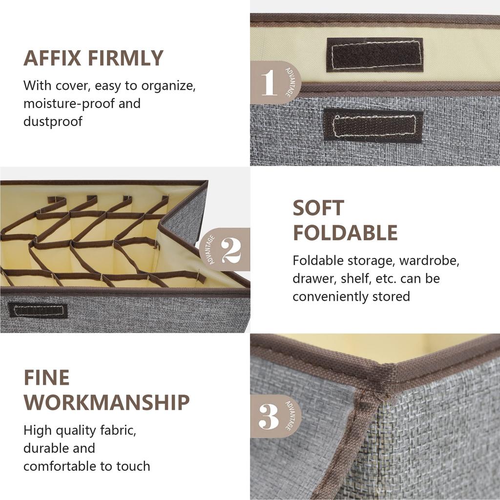 Underwear Storage Box With Compartments 17/13 Grids Dormitory Drawer Style Storage Organizer for Socks Underwears Bra Shirts