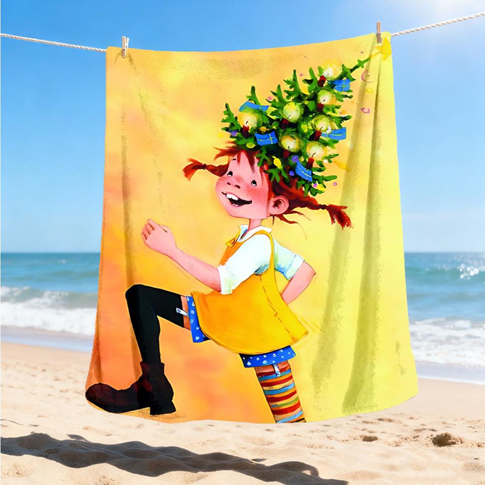 1pc Pippi Longstocking Outdoor Personalized Flannel Blanket, Soft, Lightweight Personalized Flannel Blanket, Digital Printing,