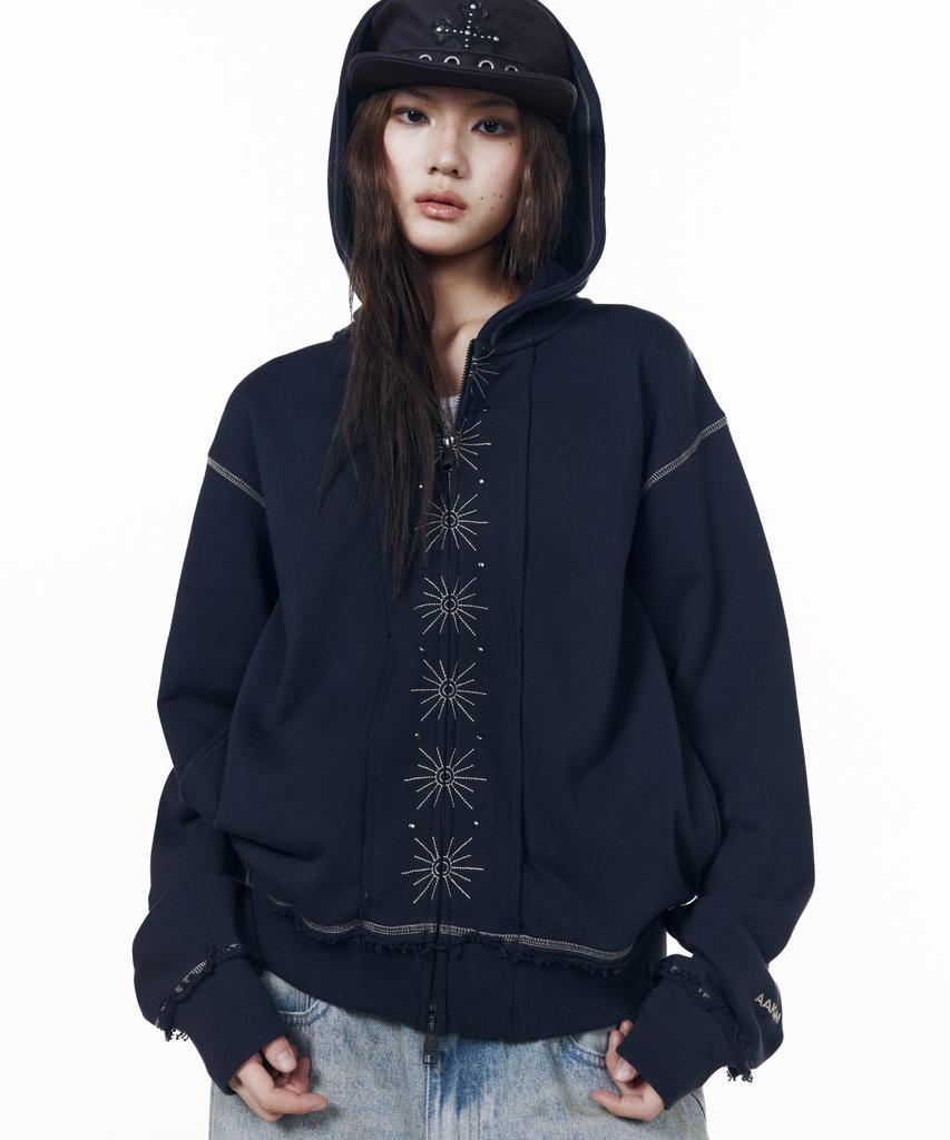 Aakam Starburst Zip-Up Hoodie (Navy)