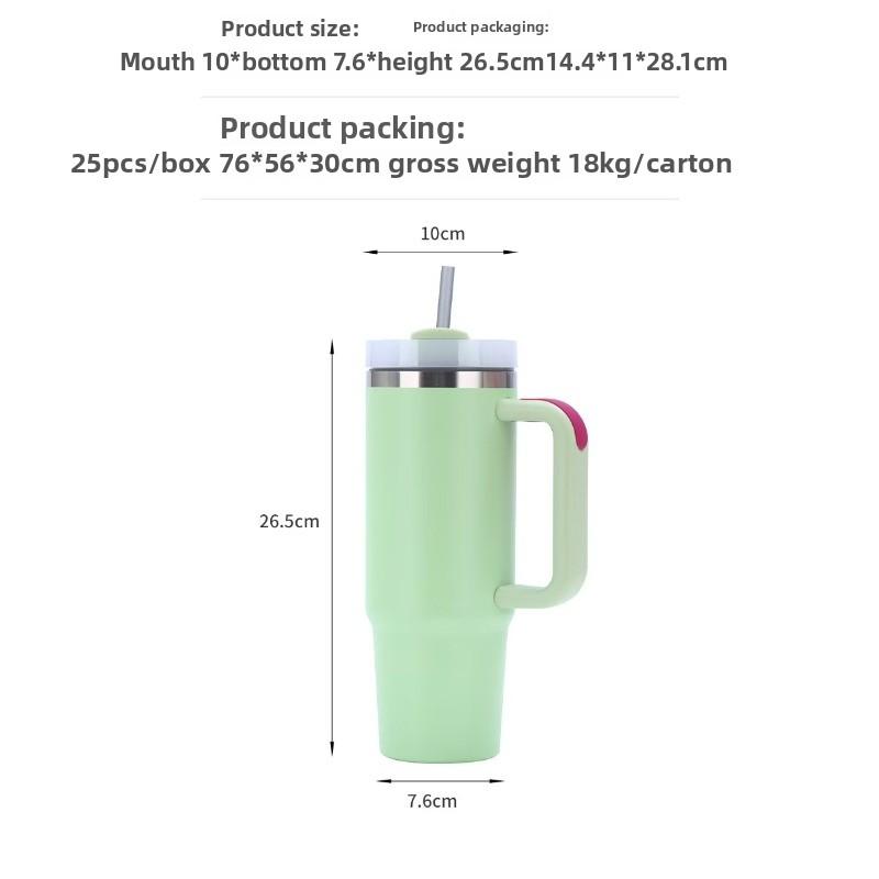 New Cross border 40oz Handle Cup Ice King Cup with Insulated and Cold Insulation Straw Coffee Cup Stainless Steel Insulated Cup