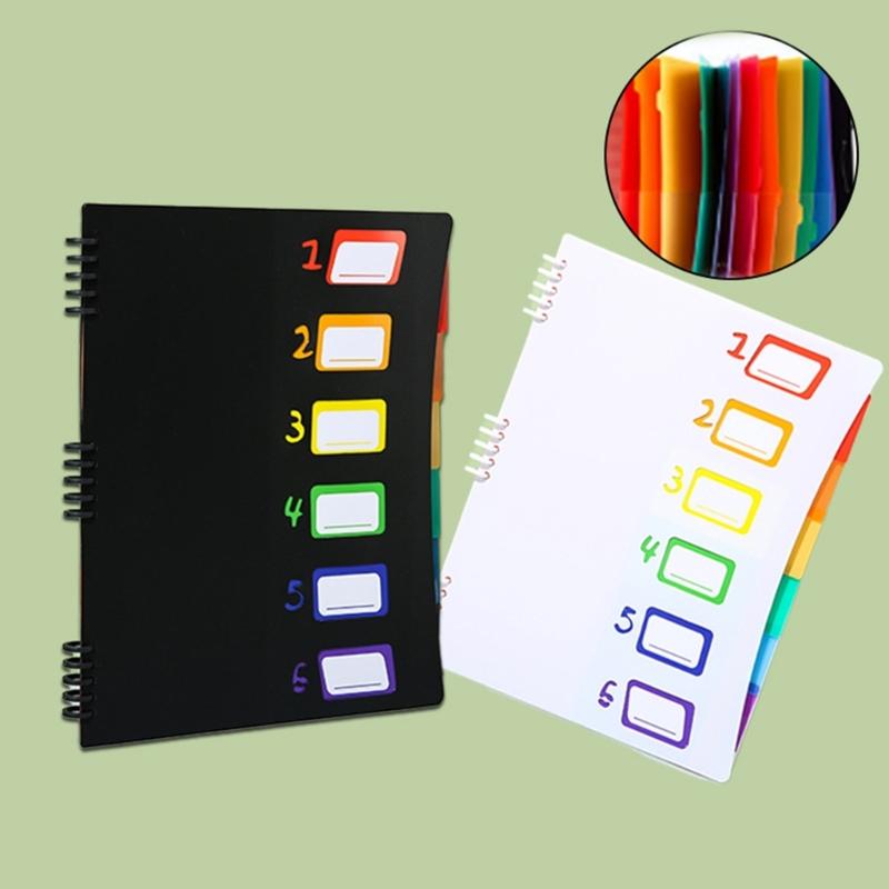 6 Pockets Expandable Document Folder Letter Size File Organiser with Removable Pages Colorful Numbered Label Window