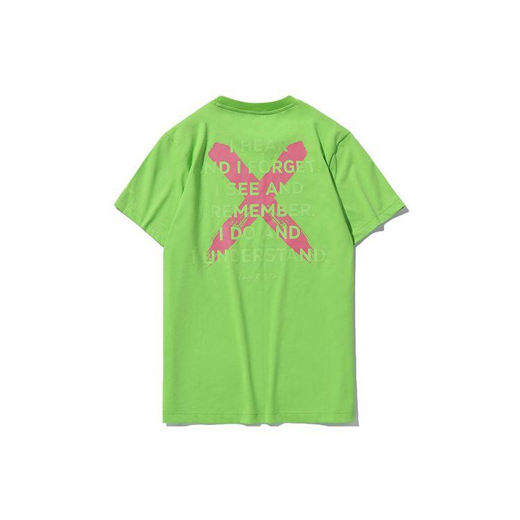 Li Ning CF Unyielding Series Loose Casual Round Neck Short Sleeve T-Shirt Unisex Tops Light-Tea-Green AHSQ324-4